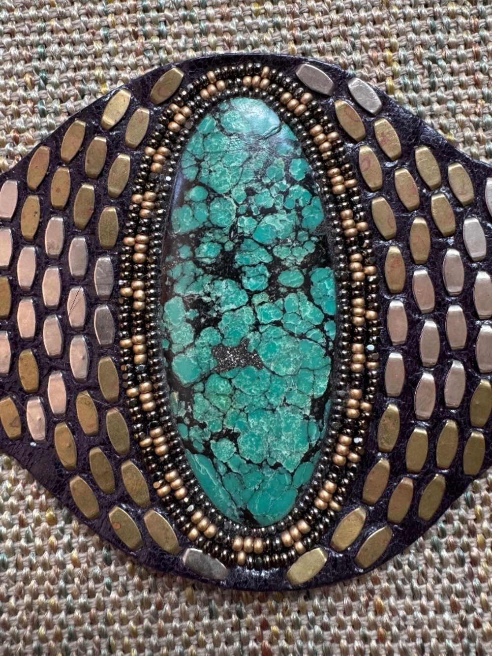 Calleen Cordero Leather Cuff with Turquoise